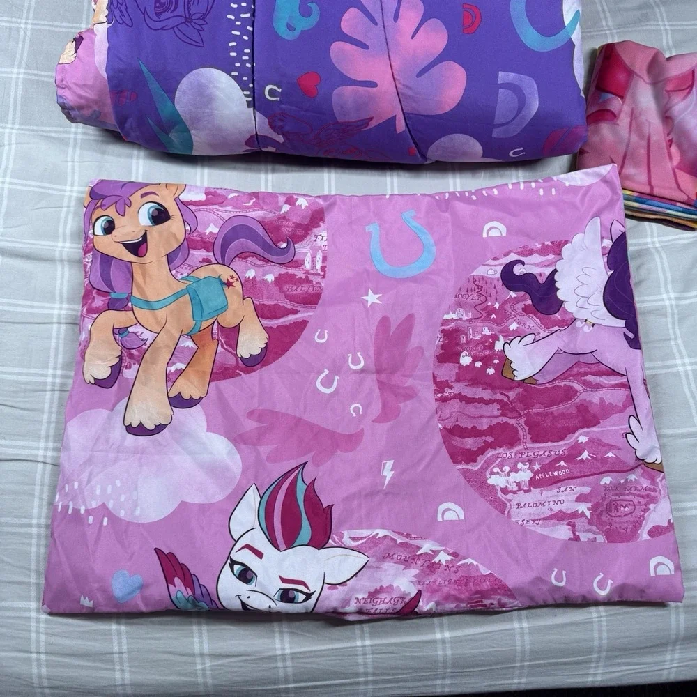 My Little Pony Twin Reversible Comforter Pillowcase & Sham Purple Pink 64